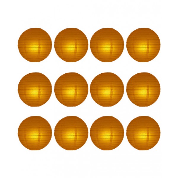 8" Paper Lantern Cinnamon Regular Wire Value Pack (12 PCS)